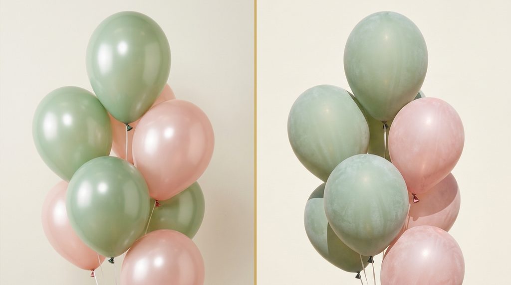 Fresh glossy balloon vs sun-oxidized chalky balloon in Georgia heat comparison